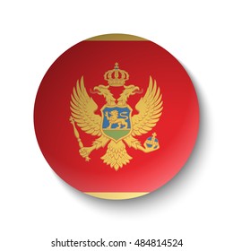 White paper circle with flag of Montenegro. Abstract illustration