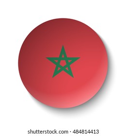 White paper circle with flag of Morocco. Abstract illustration