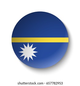 White paper circle with flag of Nauru. Abstract illustration