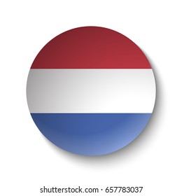 White paper circle with flag of Netherlands. Abstract illustration