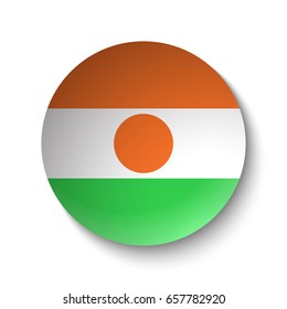 White paper circle with flag of Niger. Abstract illustration