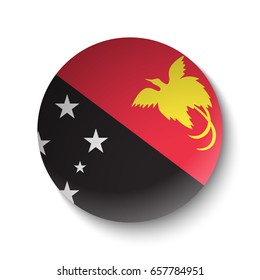 White paper circle with flag of Papua New Guinea. Abstract illustration