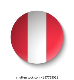 White paper circle with flag of Peru. Abstract illustration