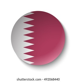 White paper circle with flag of Quatar. Abstract illustration