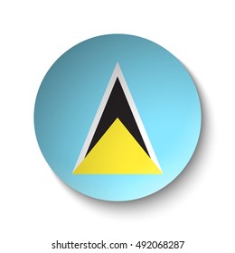 White paper circle with flag of Saint Lucia. Abstract illustration