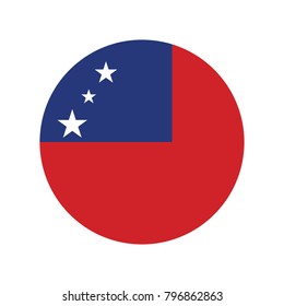 White paper circle with flag of Samoa . Abstract illustration, 