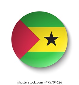 White paper circle with flag of Sao Tome and Principe. Abstract illustration