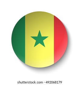 White paper circle with flag of Senegal. Abstract illustration