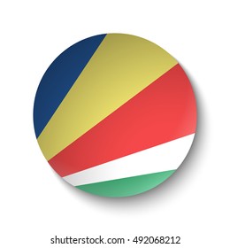 White paper circle with flag of Seychelles. Abstract illustration
