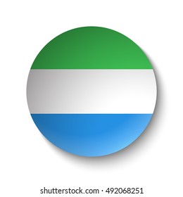 White paper circle with flag of Sierra Leone. Abstract illustration