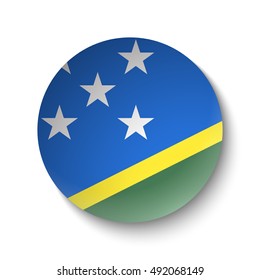 White paper circle with flag of Solomon Islands. Abstract illustration