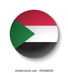 White paper circle with flag of Sudan. Abstract illustration