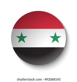 White paper circle with flag of Syria. Abstract illustration