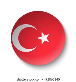 White paper circle with flag of Turkey. Abstract illustration