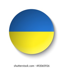 White paper circle with flag of Ukraine. Abstract illustration