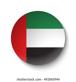 White paper circle with flag of United Arab Emirates. Abstract illustration