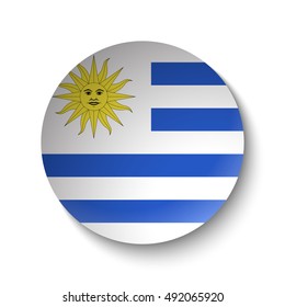 White paper circle with flag of Uruguay. Abstract illustration