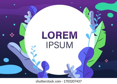 white paper circle frame vector illustration with leaf magic background graphic	
