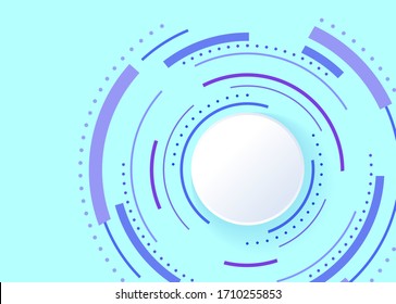 Círculo de papel blanco sobre azul. Resumen del fondo de negocio con línea circular. Diseño de estilo moderno y moderno. Ilustración vectorial. 