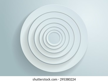 White Paper Circles Background, Vector Illustration