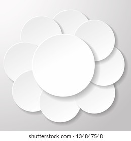 White paper circles on grey background.