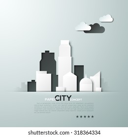 White Paper City Concept Vector Illustration. Can Be Used For Web Design And Workflow Layout