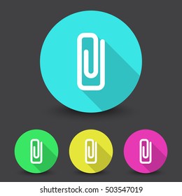White Paper Clip icon in different colors set