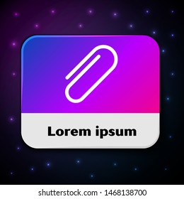 White Paper clip icon isolated on black background. Rectangle color button. Vector Illustration