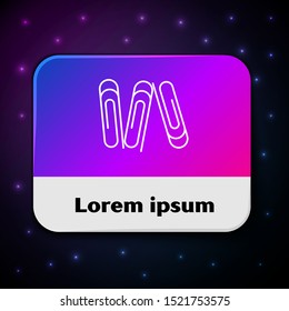 White Paper clip icon isolated on black background. Rectangle color button. Vector Illustration