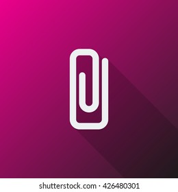 White Paper Clip icon on pink background