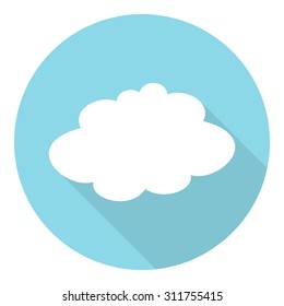 White paper cloud in flat style with long shadow