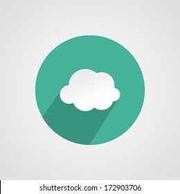 White Paper Cloud Icon Isolated on White Background