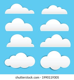 White paper cloud with shadow on blue background