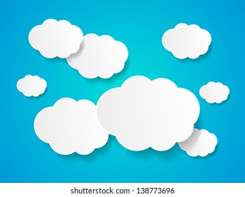 White paper clouds background with place for text