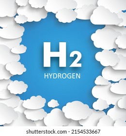 White Paper Clouds Blue Sky Centre H2 Hydrogen