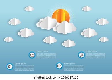 white paper clouds design on blue sky background. vector illustration