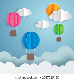 white paper clouds design on blue sky background. vector illustration