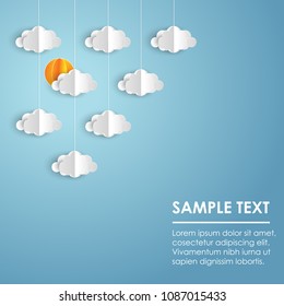 white paper clouds design on blue sky background. vector illustration