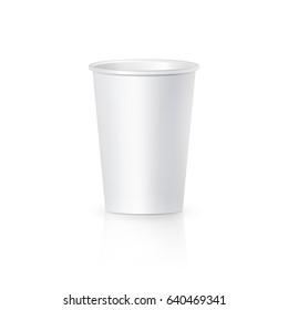 White Paper Coffee Cup isolated. Cardboard vector cup container for tea or coffee