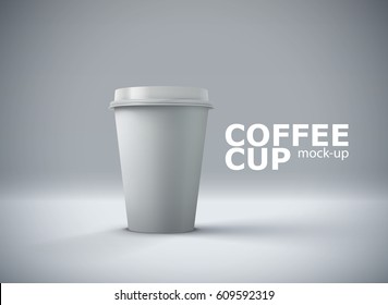 White paper coffee cup mock-up. Vector realistic 3d illustration. Package mockup design for branding. Food packaging pattern