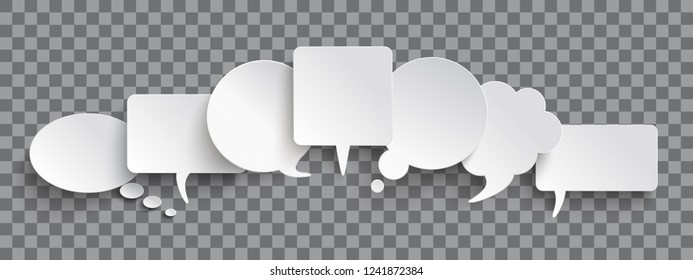 White paper communication bubbles on the checked background. Eps 10 vector file.
