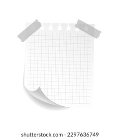 Concepto de papel blanco. Página de control de la libreta o diario. Lugar para notas y textos. Material escolar y de oficina. Gestión del tiempo y configuración de objetivos. Ilustración vectorial 3D realista