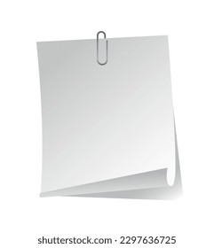 White paper concept. Pin with white office sheets. Place to take notes and set goals. Planning and organization of effective work process. Realistic 3D vector illustration