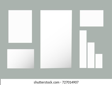 White paper with copy space on grey background. Templates design for note, list and document. 