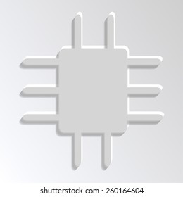 White paper cpu icon with shadow