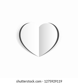 A white paper craft card heart valentines day background concept