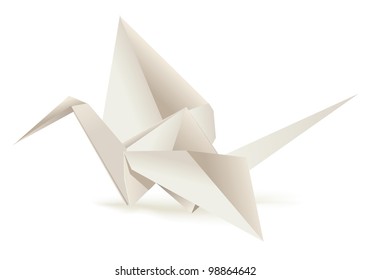White paper crane origami