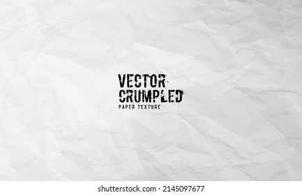 White paper crumpled background. Crumpled paper texture isolated backround. Vector background 