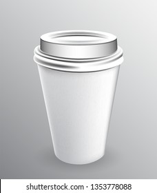 White paper cup for hot coffee. Vector Illustration. EPS10