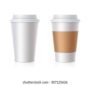 White paper Cup with the label and without it